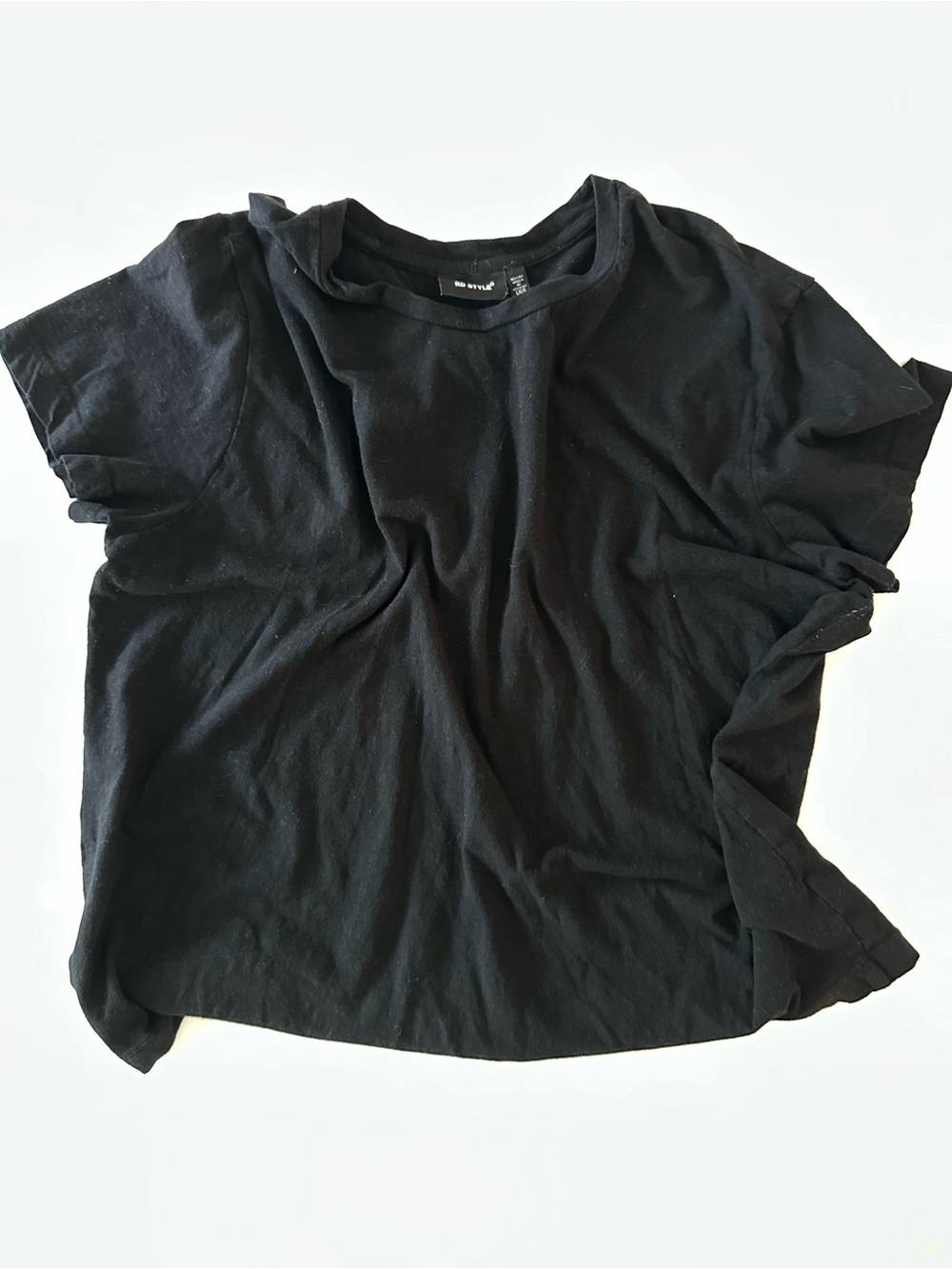 R D Style Women's Black Short Sleeve 100% Cotton T-Shirt Size L